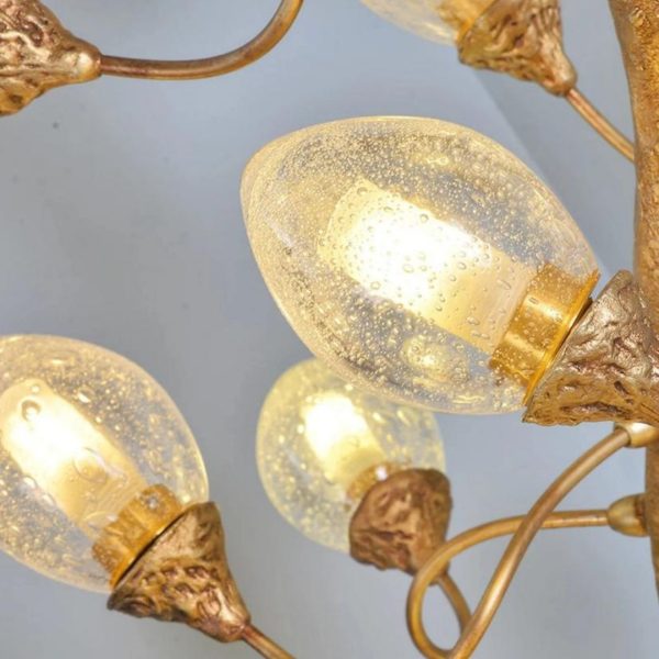 Đèn Chùm Thuỷ Tinh Hoa Tigon Cành Đồng Vàng Sang Trọng Decor Cầu Thang Thông Trần, Biệt Thự, Khách Sạn