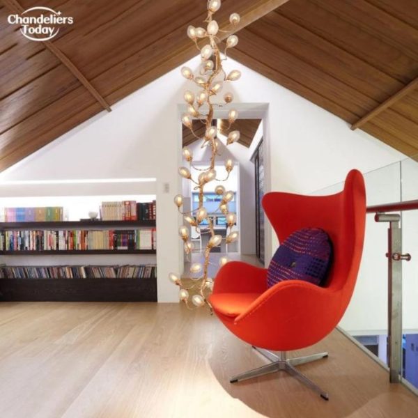 Đèn Chùm Thuỷ Tinh Hoa Tigon Cành Đồng Vàng Sang Trọng Decor Cầu Thang Thông Trần, Biệt Thự, Khách Sạn