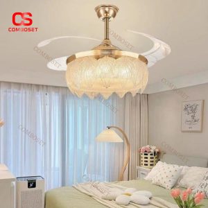 Đèn Chùm Tích Hợp Quạt Có Cánh Sang Trọng Hoàng Gia, Trang Trí Phòng Khách, Biệt Thự, Nhà Hàng