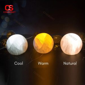 Đèn Đá Tự Nhiên Hình Cầu Giúp Thanh Lọc Không Khí, Phong Thủy Trang Trí Spa Thiền, Bàn Làm Việc Thư Giãn