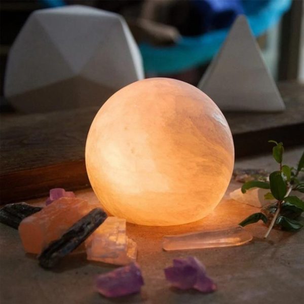 Đèn Đá Tự Nhiên Hình Cầu Giúp Thanh Lọc Không Khí, Phong Thủy Trang Trí Spa Thiền, Bàn Làm Việc Thư Giãn