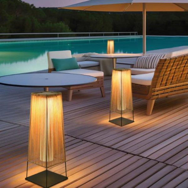 Đèn Nan Mây Tre Sân Vườn Bằng Nhựa Cao Su Năng Lượng Mặt Trời, Chống Thấm Nước Phong Cách Zen