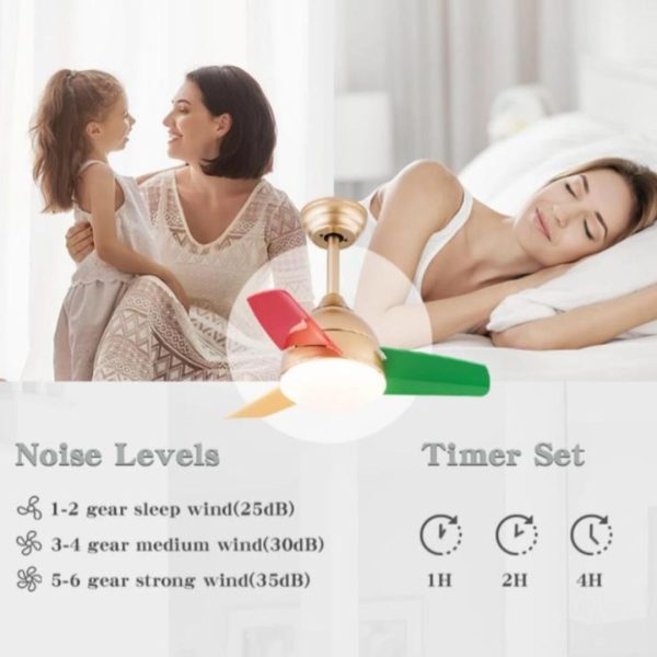 Đèn Quạt Trần 3 Màu Động Cơ DC Với 6 Cấp Độ Gió, 3 Chế Độ Sáng Cho Phòng Ngủ, Phòng Khách
