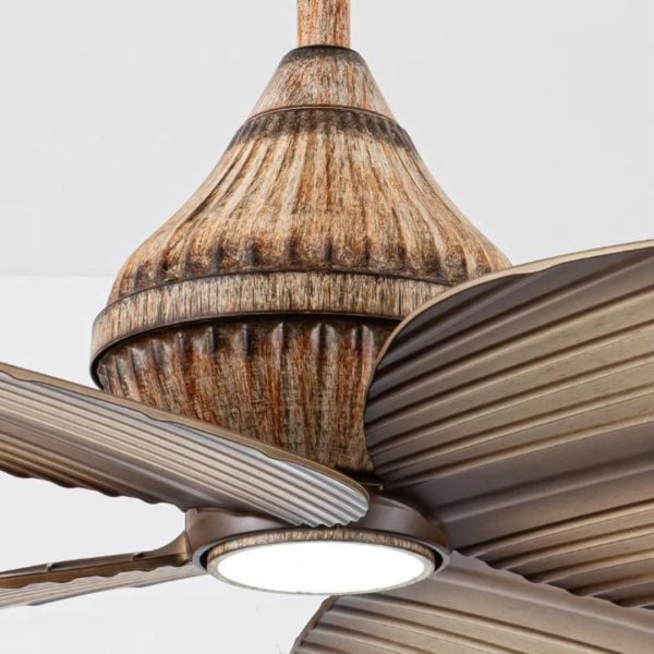 Đèn Quạt Trần 4 Lá Chuối Nhựa Mộc Mạc Thiên Nhiên, Decor Không Gian Vintage, Cổ Điển