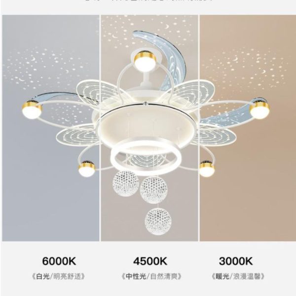 Đèn Quạt Trần Cao Cấp Thiết Kế Sáng Tạo Phòng Khách, Phòng Ngủ 3 Chế Độ Sáng, Điều Khiển Từ Xa