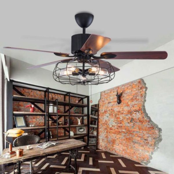 Đèn Quạt Trần Cổ Điển 42inch Màu Nâu Phòng Cách Hoài Cổ, Công Nghiệp Trang Trí Nhà Hàng, Quán Ăn