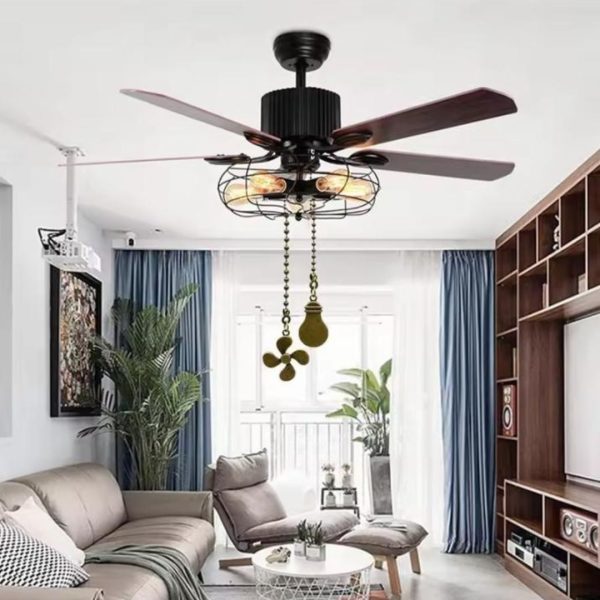 Đèn Quạt Trần Cổ Điển 42inch Màu Nâu Phòng Cách Hoài Cổ, Công Nghiệp Trang Trí Nhà Hàng, Quán Ăn