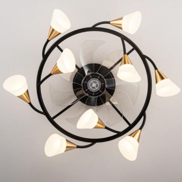 Đèn Quạt Trần Hình Bông Hoa Cánh Mica Trong Suốt Phong Cách Châu Âu Decor Phòng Khách