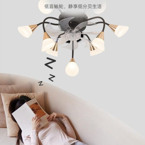 Đèn Quạt Trần Hình Bông Hoa Cánh Mica Trong Suốt Phong Cách Châu Âu Decor Phòng Khách