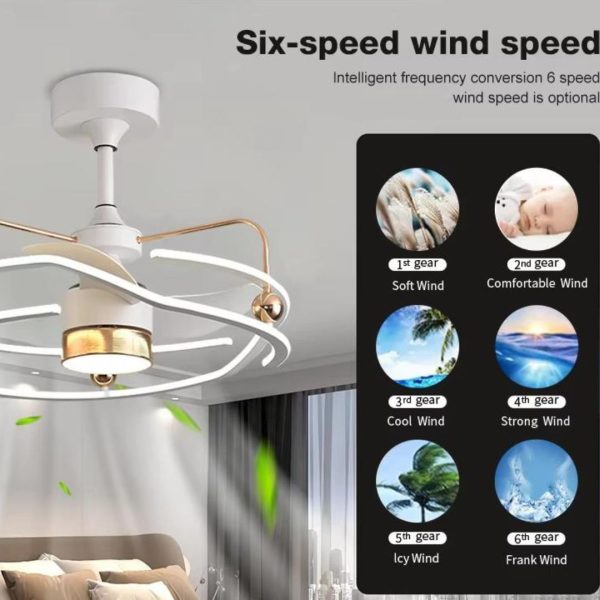 Đèn Quạt Trần Trắng Kem Trang Trí Phòng Khách, Phòng Ngủ Với 3 Chế Độ Sáng, 6 Mức Độ Gió Đa Dạng