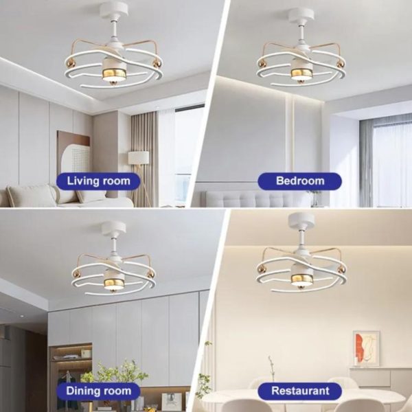 Đèn Quạt Trần Trắng Kem Trang Trí Phòng Khách, Phòng Ngủ Với 3 Chế Độ Sáng, 6 Mức Độ Gió Đa Dạng