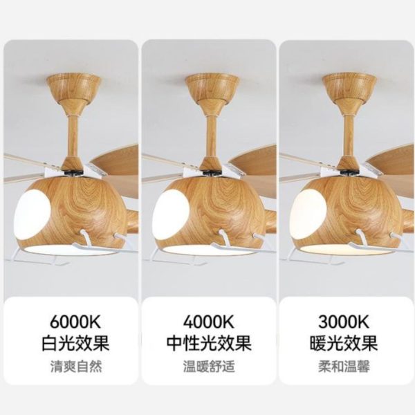 Đèn Quạt Trần Trực Thăng Gỗ Ngộ Nghĩnh Đáng Yêu 3 Chế Độ Sáng Quang Phổ Trang Trí Phòng Bé Trai