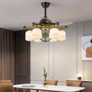 Đèn Quạt Trần Trung Hoa Cổ Điển, 6 Cấp Độ Gió, Hẹn Giờ Thông Minh Trang Trí Phòng Khách, Phòng Trà