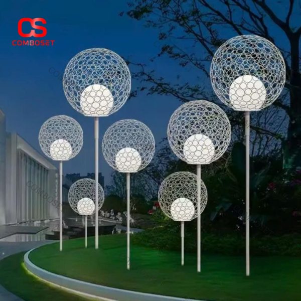Đèn Sân Vườn Hình Cầu Lưới Nghệ Thuật Trang Trí Cảnh Quan Ngoài Trời, Chống Nước Tuyệt Đối