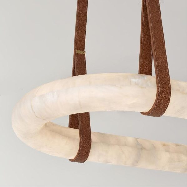 Đèn Thả Cẩm Thạch Hình Oval Cao Cấp Treo Dây Da Tinh Xảo Decor Nội Thất Sang Trọng Quý Phái