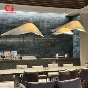 Đèn Thả Nhựa Kiểu Mây Bay Nhẹ Nhàng Phong Cách Tối Giản Wabi Sabi Ánh Sáng Vàng Ấm