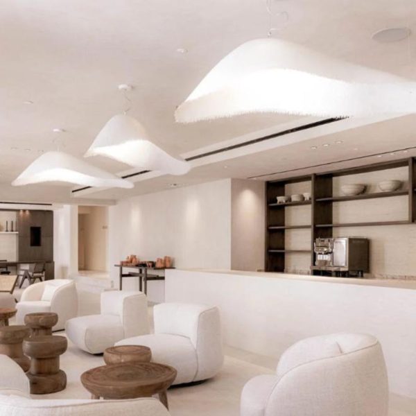 Đèn Thả Nhựa Kiểu Mây Bay Nhẹ Nhàng Phong Cách Tối Giản Wabi Sabi Ánh Sáng Vàng Ấm