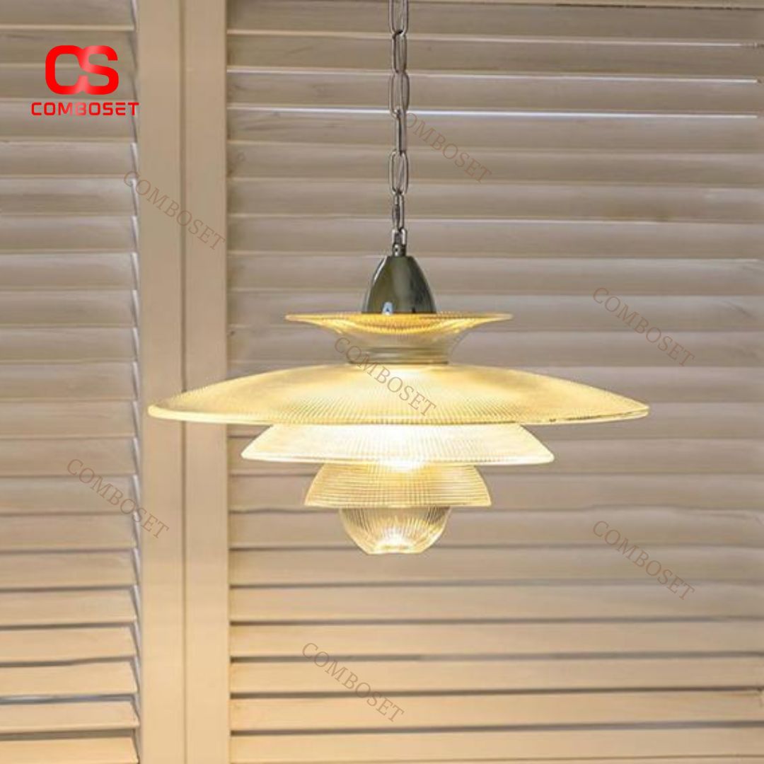 Đèn Thả Thuỷ Tinh Vân Sọc Nhiều Tầng Phong Cách Tối Giản Decor Bàn Ăn, Homestay, Phòng Ngủ Đơn Giản