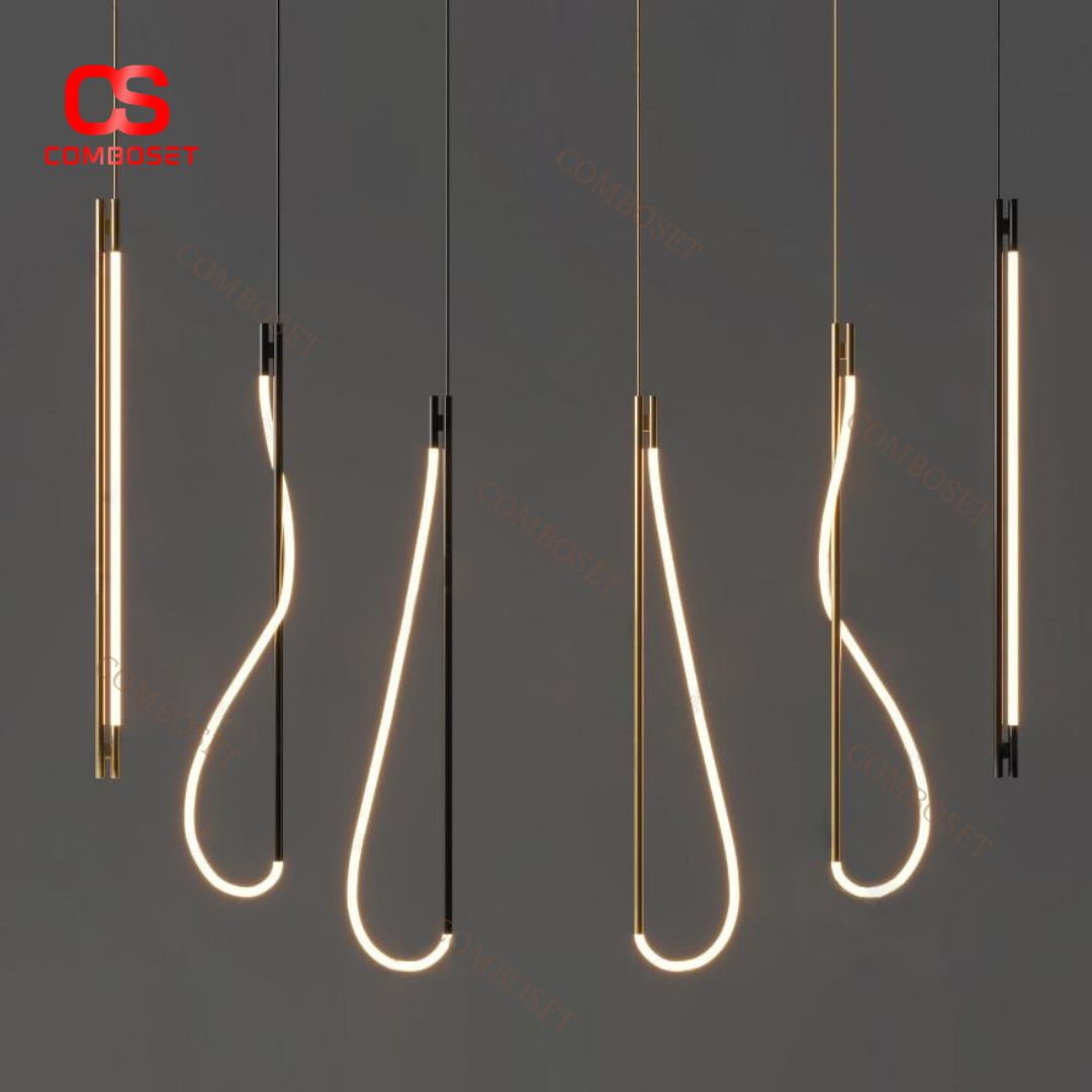Đèn Thả Trần Dây Thừng Uốn Nghệ Thuật Sáng Tạo Hiện Đại Decor Không Gian Phòng Khách, Khách Sạn