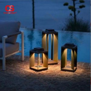 Đèn Trụ Vuông Kim Loại Di Động Chống Thấm Nước Decor Cảnh Quan, Sân Vường Năng Lượng Mặt Trời