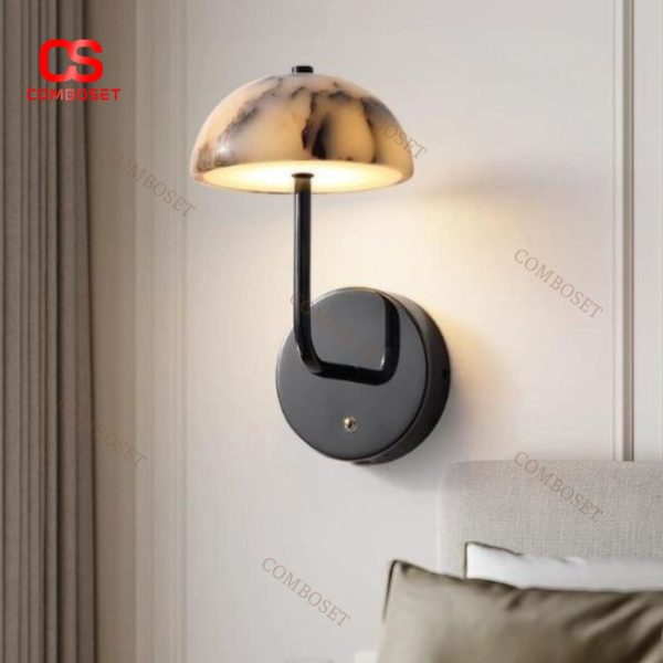 Đèn Tường Đá Cẩm Thạch Hình Ô Dù Phong Cách Thời Thượng Decor Phòng Ngủ, Khách Sạn Phương Tây
