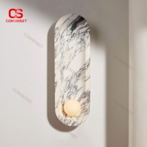 Đèn Tường Đá Marble Hình Elip Dài Sang Trọng Đẳng Cấp Cho Căn Hộ, Biệt Thự, Chiếu Sáng Lối Đi Khách Sạn
