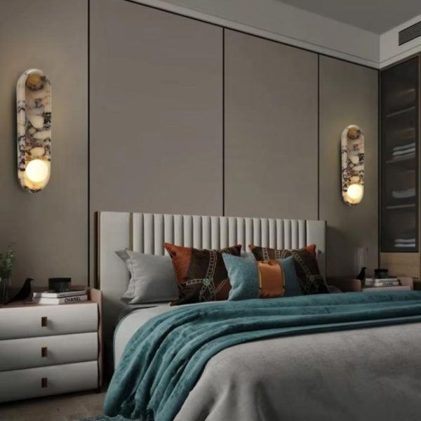 Đèn Tường Đá Marble Hình Elip Dài Sang Trọng Đẳng Cấp Cho Căn Hộ, Biệt Thự, Chiếu Sáng Lối Đi Khách Sạn