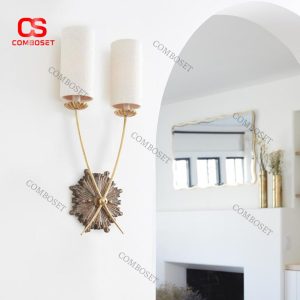 Đèn Tường Đôi Tân Cổ Điển Hoạ Tiết Mặt Trời Phong Cách Châu Âu Quý Tộc, Ánh Sáng Vàng Ấm