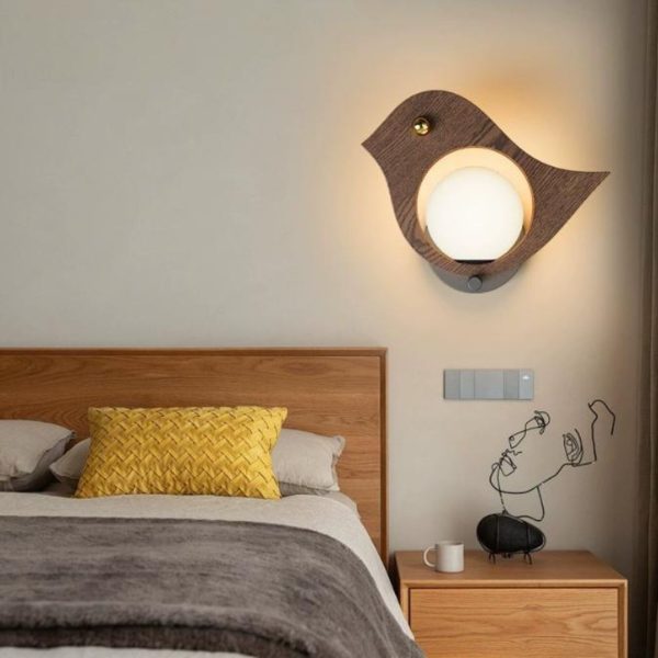 Đèn Tường Gỗ Điêu Khắc Động Vật 3 Chế Độ Sáng An toàn Cho Phòng Ngủ Trẻ Em, Homestay