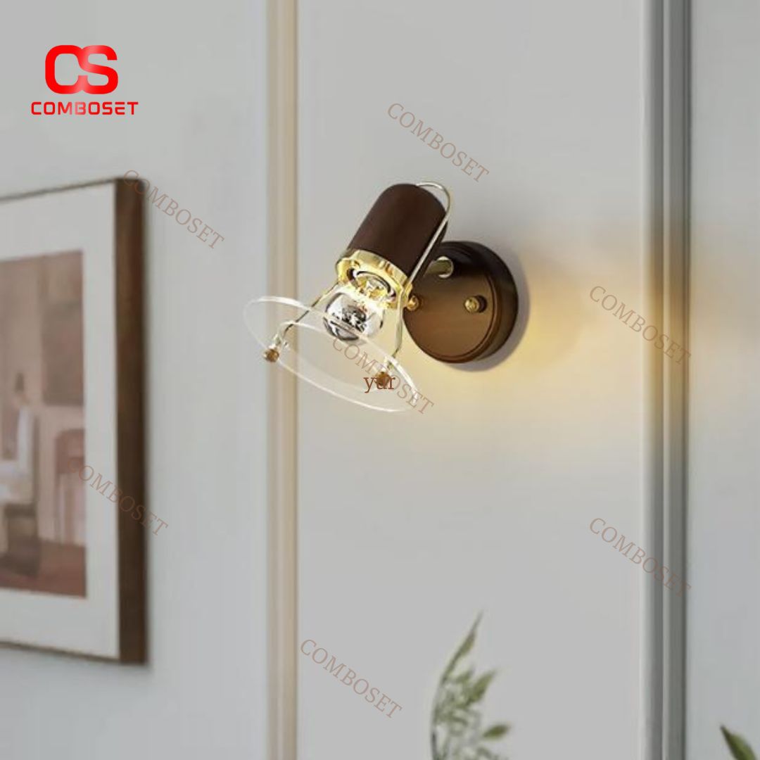 Đèn Tường Gỗ Xoay 360 Độ Cổ Điển Chiếu Sáng Phòng Ngủ, Lối Đi Nhà Ở, Quán Cafe Vintage