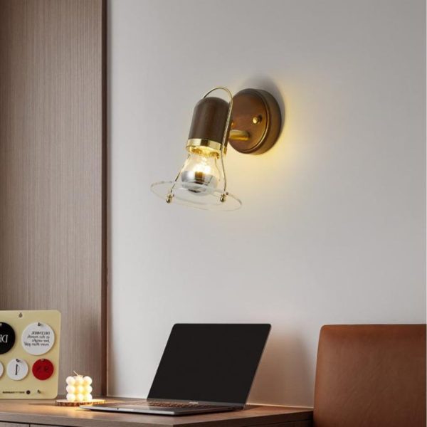 Đèn Tường Gỗ Xoay 360 Độ Cổ Điển Chiếu Sáng Phòng Ngủ, Lối Đi Nhà Ở, Quán Cafe Vintage