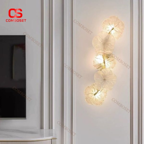 Đèn Tường Hoa Thuỷ Tinh Kiểu Pháp 3 Chế Độ Sáng Khách Sạn, Phòng Ngủ Lãng Mạn