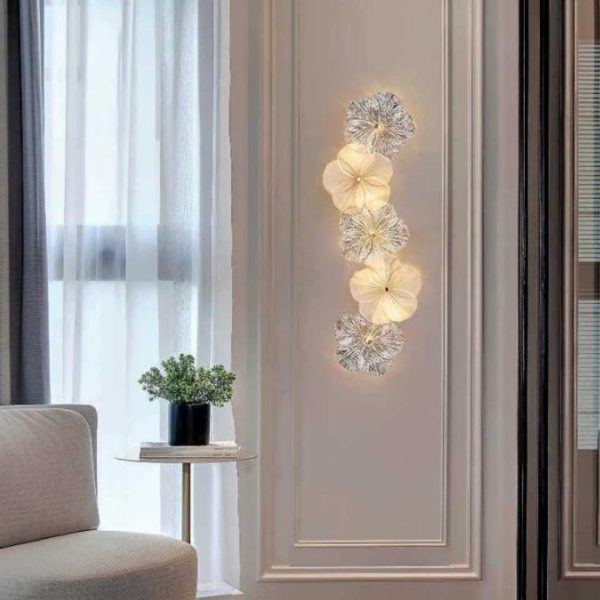 Đèn Tường Hoa Thuỷ Tinh Kiểu Pháp 3 Chế Độ Sáng Khách Sạn, Phòng Ngủ Lãng Mạn