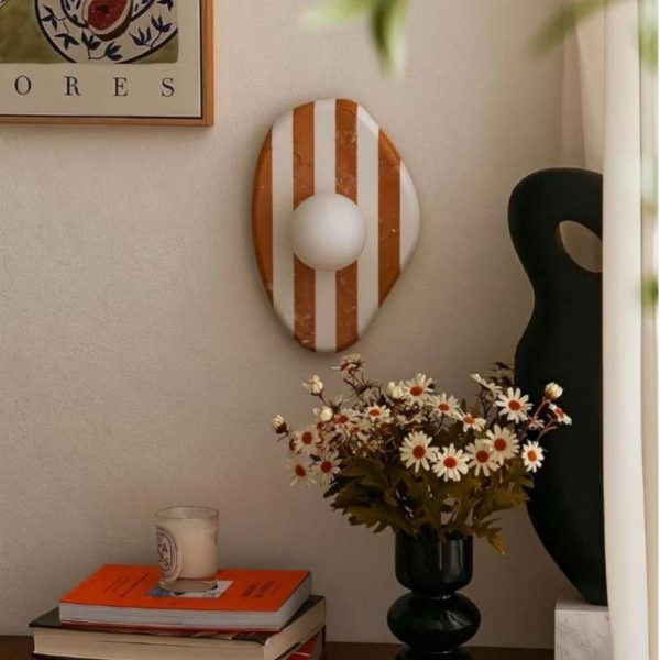 Đèn Tường Khối Đá Cẩm Thạch Cao Cấp, Chao Tròn Thuỷ Tinh Phong Cách Tối Giản Chiếu Sáng Lối Đi