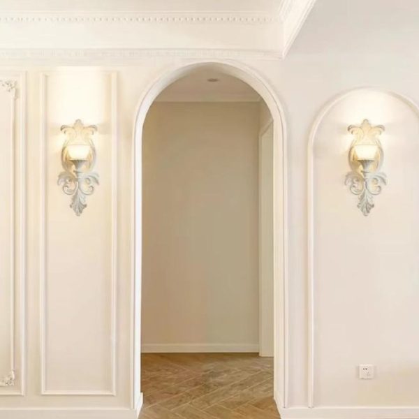 Đèn Tường Nhựa Chạm Khắc Hoa Kem Nghệ Thuật Pháp Decor Lối Đi, Khách Sạn