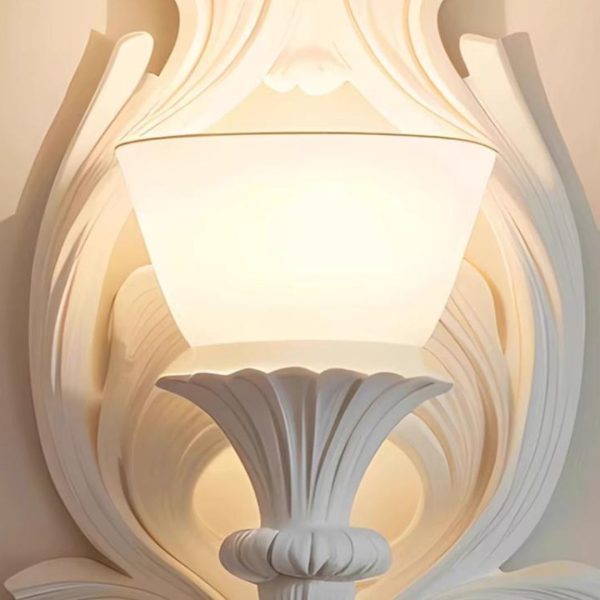 Đèn Tường Nhựa Chạm Khắc Hoa Kem Nghệ Thuật Pháp Decor Lối Đi, Khách Sạn