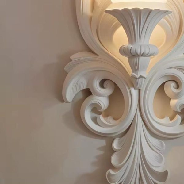 Đèn Tường Nhựa Chạm Khắc Hoa Kem Nghệ Thuật Pháp Decor Lối Đi, Khách Sạn