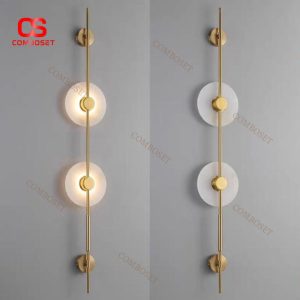Đèn Tường Thanh Dọc Hiện Đại 2 Chao Đá Tự Nhiên Cho Phòng Ngủ, Hành Lang Hay Sảnh Chờ Khách Sạn