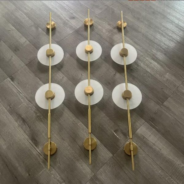Đèn Tường Thanh Dọc Hiện Đại 2 Chao Đá Tự Nhiên Cho Phòng Ngủ, Hành Lang Hay Sảnh Chờ Khách Sạn