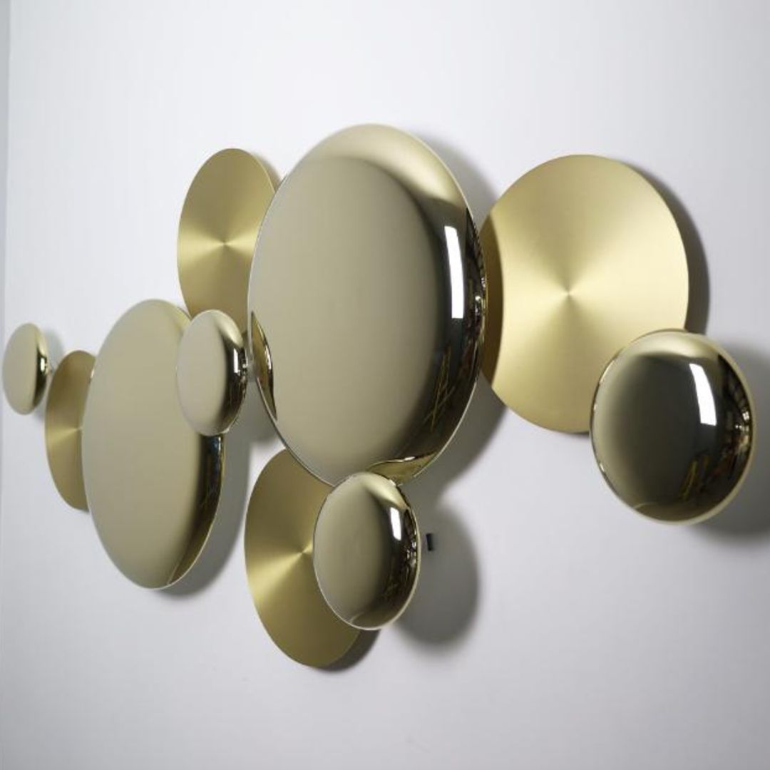Đèn Tường Tròn Vàng Kim Sang Trọng nghệ Thuật Decor Phòng Khách, Showroom, Cửa Hàng Thời Trang