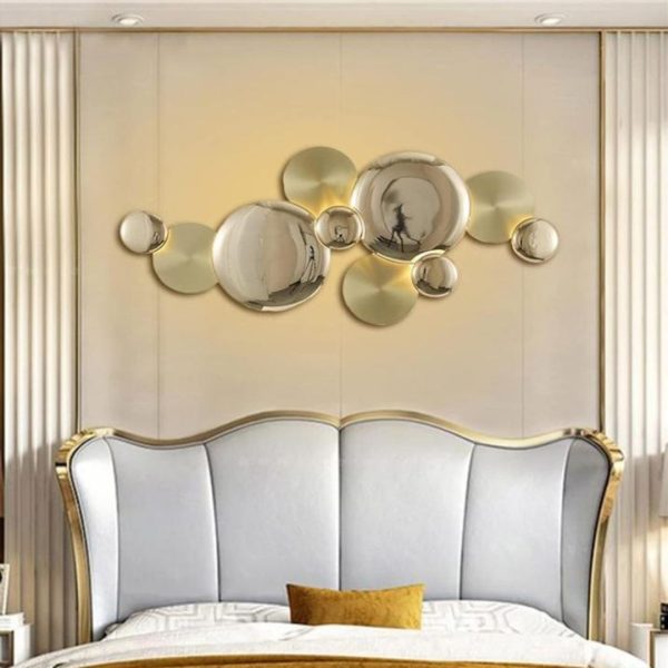 Đèn Tường Tròn Vàng Kim Sang Trọng nghệ Thuật Decor Phòng Khách, Showroom, Cửa Hàng Thời Trang