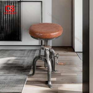 Ghế Quầy Bar 3 Chân Phong Cách Công Nghiệp Retro Cổ Điển Có Thể Điều Chỉnh Độ Cao Đơn Giản