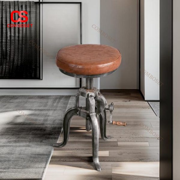 Ghế Quầy Bar 3 Chân Phong Cách Công Nghiệp Retro Cổ Điển Có Thể Điều Chỉnh Độ Cao Đơn Giản