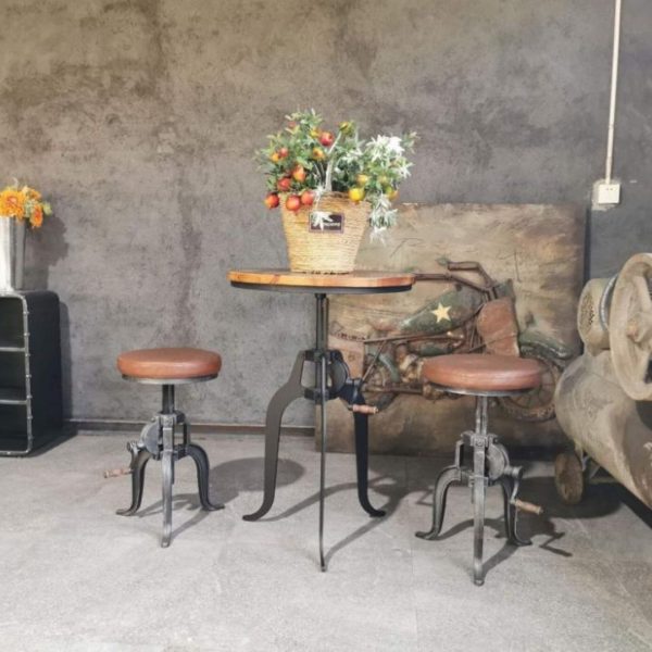 Ghế Quầy Bar 3 Chân Phong Cách Công Nghiệp Retro Cổ Điển Có Thể Điều Chỉnh Độ Cao Đơn Giản
