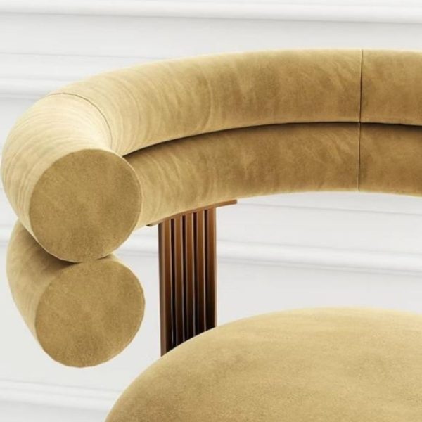 Ghế Quầy Bar Mạ Vàng Hồng Đệm Nhung Tựa Lưng Tròn Lạ Mắt Decor Không Gian Sống Thời Thượng