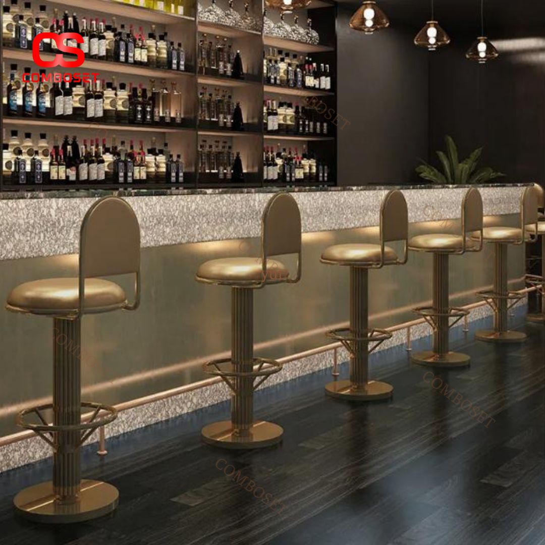 Ghế Quầy Bar Xoay 360 Độ Khung Thép Cao Cấp Thiết Kế Sang Trọng Decor Phòng Bếp Hiện Đại