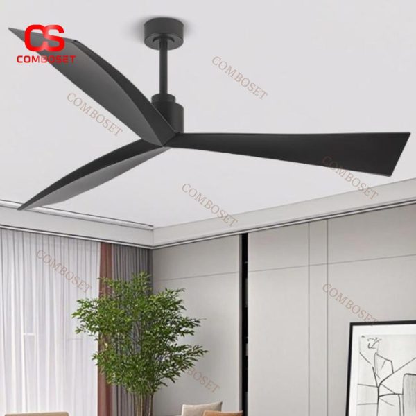 Quạt Trần 3 Cánh Tối Giản Màu Trắng Đen Hiện Đại Điều Khiển Từ Xa Có 6 Cấp Độ Gió