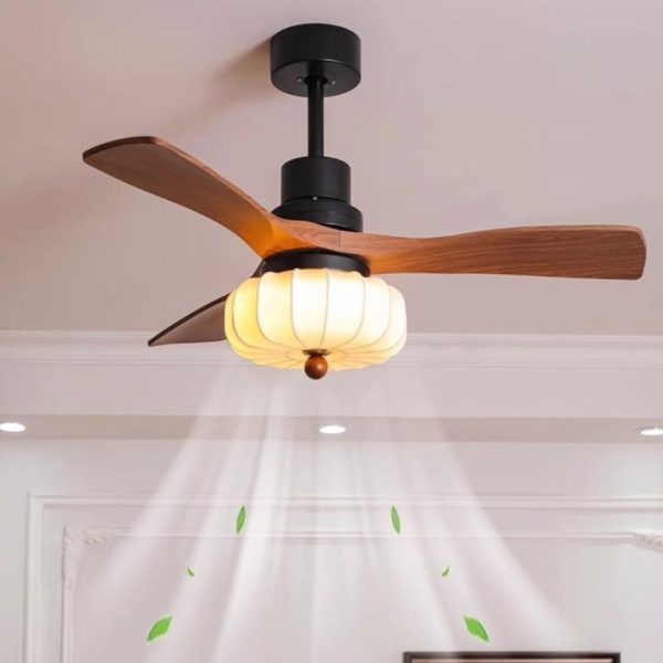 Quạt Trần Đèn Lồng Vải Truyền Thống Cổ Điển Phong Cách Zen Nhẹ Nhàng, Trang Nhã