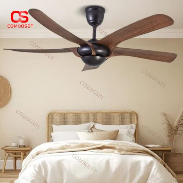Quạt Trần Nhựa Giả Gỗ 5 Cánh Nhẹ Êm, Đẹp Chuẩn Decor Phòng Ngủ Sang Trọng
