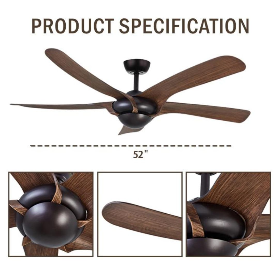 Quạt Trần Nhựa Giả Gỗ 5 Cánh Nhẹ Êm, Đẹp Chuẩn Decor Phòng Ngủ Sang Trọng